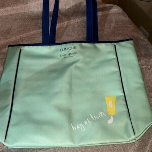 Kate Spade & Clinique “Bag of Tricks” Green and Blue Tote Bag Classic Design